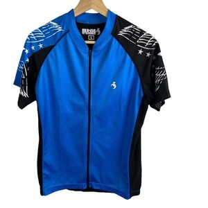 MUTEKI Men's Wings Cyclist Short‎ Sleeve Cycling Jersey Sz Large Blue Light zip